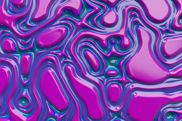 文摘:波浪动力面. 神经元蓝色紫色抽象液体背景，波纹波纹。 运动设计模板。 3d说明 — 图库照片