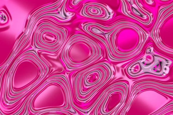 Rosa abstrakte Flüssigkeit reflektierende Wellenoberfläche. Wellen und Wellen von ultravioletten Linien. 3D-Illustration — Stockfoto