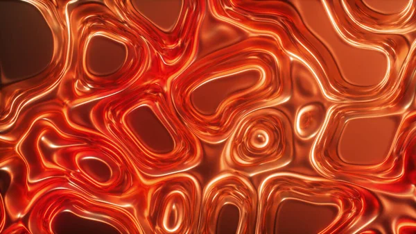 La animación abstracta de la superficie ondulada forma ondas como en la superficie del fluido y los pliegues como en el tejido. Tejido sedoso rojo forma hermosos pliegues. ilustración 3d — Foto de Stock