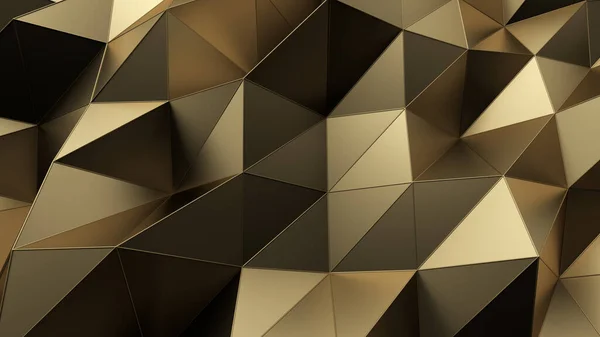 Abstract background of geometric gold surface. Computer generated loop animation. Modern background with polygonal shape. 3d illustration motion design for poster, cover, branding, banner.