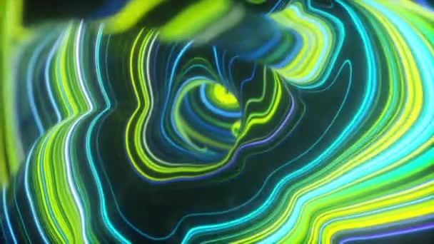 Astratto sfondo colorato del concetto di mappa topografica. Sullo sfondo ondulato. Superficie spaziale. luce al neon magico curvo linea vortice. rendering 3d — Video Stock