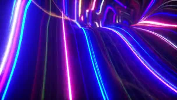 Αφηρημένο πολύχρωμο φόντο της έννοιας τοπογραφικού χάρτη. Κυματιστό σκηνικό. Διαστημική επιφάνεια Μαγικό νέον φως κυρτή γραμμή στροβιλισμού. Σύγχρονο υπεριώδες μπλε ροζ φως φάσμα 3d καθιστούν — Αρχείο Βίντεο