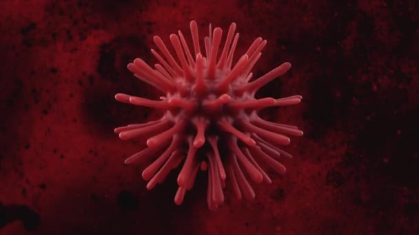 A deadly coronavirus bacterium under a microscope. Pathogen outbreak of bacterium and virus, disease causing microorganisms like the Coronavirus. Seamless loop 3d render — Stockvideo