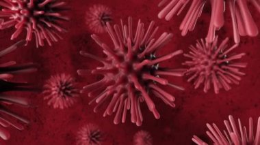 A deadly coronavirus bacterium under a microscope. Pathogen outbreak of bacterium and virus, disease causing microorganisms like the Coronavirus. Seamless loop 3d render
