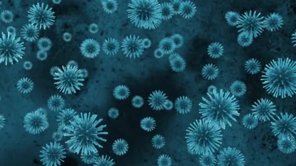 A deadly coronavirus bacterium under a microscope. Pathogen outbreak of bacterium and virus, disease causing microorganisms like the Coronavirus - 3d render — Stockvideo