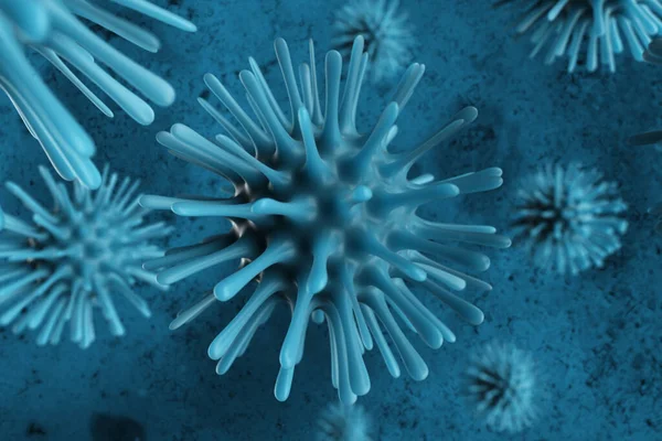 Смертельная коронавирусная бактерия под микроскопом. Вспышка патогена бактерий и вирусов, болезни, вызывающие микроорганизмы, такие как коронавирус. 3d иллюстрация — стоковое фото