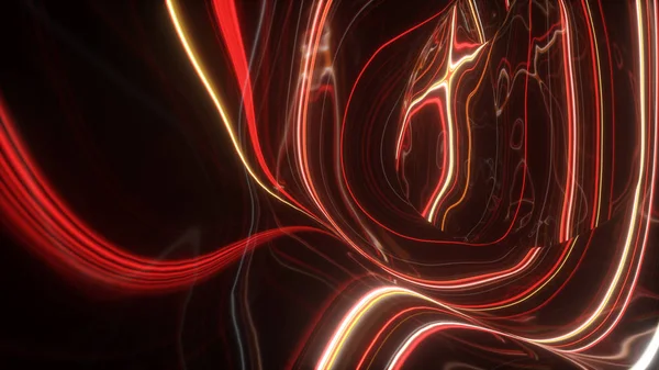 Illust 3d, abstrato topográfico animação fundo, luz ultravioleta fluorescente, brilhando linhas de néon, mover para dentro, espectro vermelho, iluminação colorida moderna — Fotografia de Stock