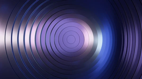 Padrão abstrato de círculos com o efeito de deslocamento. Luz azul moderna. Animação de anéis limpos. Antecedentes abstratos para apresentação de negócios. ilustração 3d — Fotografia de Stock