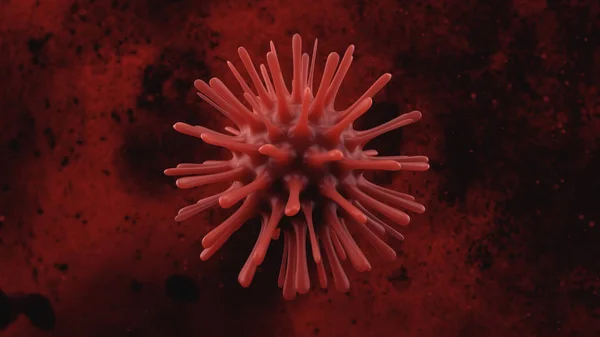 A deadly coronavirus bacterium under a microscope. Pathogen outbreak of bacterium and virus, disease causing microorganisms like the Coronavirus. 3d illustration — Stockfoto