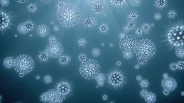 Pathogen outbreak of bacterium and virus, disease causing microorganisms like the Coronavirus - 3D render — 图库视频影像