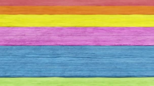 Old wood plank rainbow background with depth of field. Seamless loop 3d render — Stock Footage Old wood plank rainbow background with depth of field. Seamless loop 3d render Stock Video