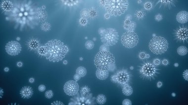 Bakteri ve virüsün patojen salgını, Coronavirus gibi mikroorganizmalara neden olan hastalık - 3 boyutlu illüstrasyon