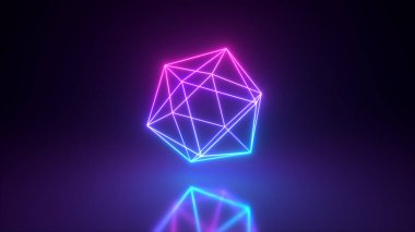 Soyut neon çokgen dönüşümlü şekil. Modern ultraviyole renk spektrum ışığı. 3d illüstrasyon