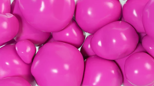 Abstract Kleurrijke Roze Squishy Ballen Bewegen Communiceren Met Elkaar Met — Stockfoto