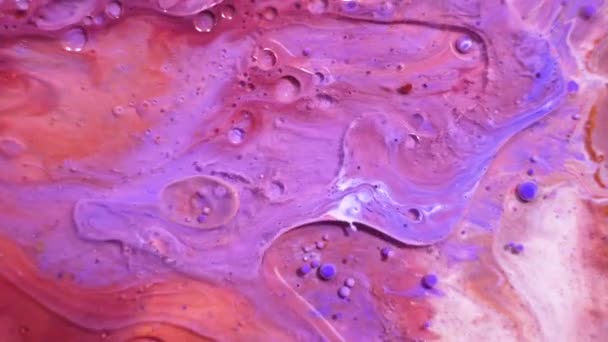 Fantastic structure of colorful bubbles. Chaotic motion. Abstract colorful paint. Top view — Stock Video