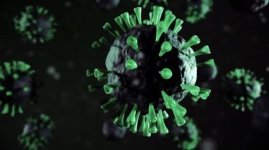 Gerçekçi ölümcül virüs modeli. Mikroskop altında virüs hücreleri. Kusursuz 3D döngü oluşturucu