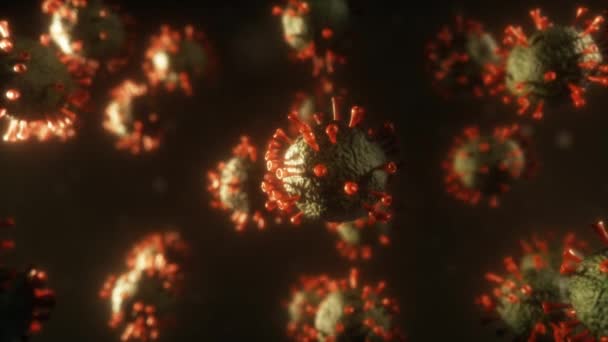 Modello di virus mortale realistico. Cellule virali al microscopio . — Video Stock