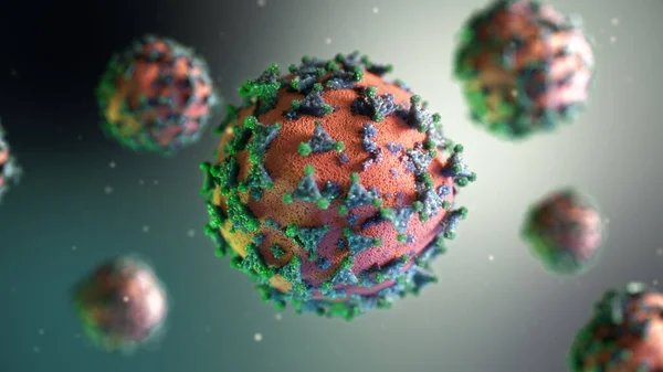 Вспышка коронавируса и коронавирусы на фоне гриппа, как опасные случаи штамма гриппа, как пандемия медицинской концепции риска для здоровья с болезнетворными клетками в качестве 3D иллюстрации — стоковое фото