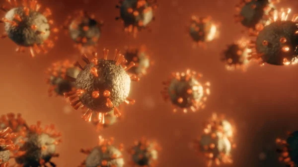 Dangerous virus 3d иллюстрация для научных исследователей. Бактерии под микроскопом. Коронавирус . — стоковое фото