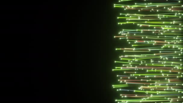 Fils de fibre optique abstraits répartis sur un fond noir isolé .