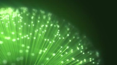 Fiber optik veri kablosuyla dönen ve parlak küresel model. Deniz karmaşası döngüsü 3d oluşturucu
