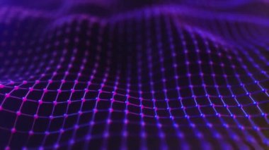 Geometrik dalga ızgaralı teknolojik uzay. Soyut dijital bağlantı. Kusursuz 3D döngü oluşturucu