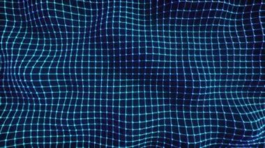 Geometrik dalga ızgaralı teknolojik uzay. Soyut dijital bağlantı. Kusursuz 3D döngü oluşturucu
