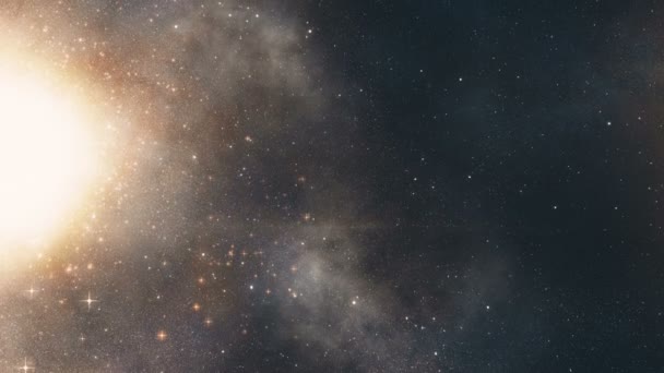 Volando en el espacio exterior. Fondo espacial. Miles de millones de estrellas y galaxias. Espacio nebulosa fondo — Vídeo de stock