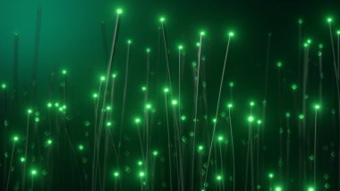 Soyut teknoloji geçmişi. Optik fiberler üzerindeki ışık sinyalinin dağılımı. Elektrik devresi ve veri internetinin gücü. Yüksek hızlı internet bağlantısı. 3d illüstrasyon