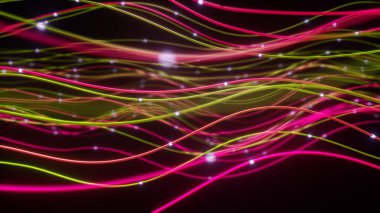 Soyut fiber çizgiler. Soyut ışıldayan fiber optik çizgiler. Yüksek hızlı internet bağlantıları için hızlı veri transferi için parlak ışık ışını. 3d illüstrasyon