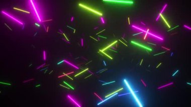 Floresan neon lambaları arasında uzayda sonsuz uçuş. Modern gökkuşağı tayfı. Kusursuz 3D döngü oluşturucu.