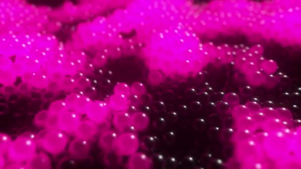 Boules éclatantes dynamiques de couleur violette avec des mouvements abstraits. Boucle sans couture rendu 3d 