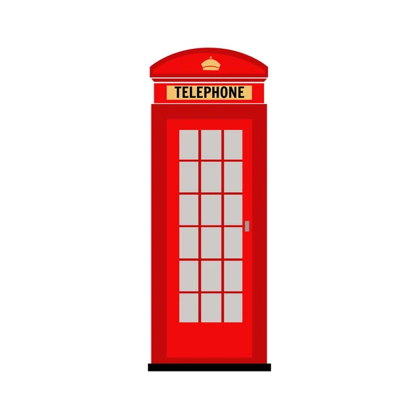 Cabina telefónica roja en Londres. Vector. Ilustración. Icono plano sobre un fondo blanco . — Vector de stock