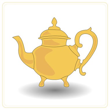 Beyaz bir arka plan üzerinde eski çaydanlık sarı renk.