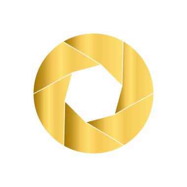 Altın kamera çekim. Yuvarlak simge. Daire logo.