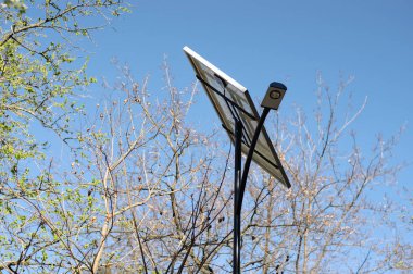 Güneş paneli ile sokak lambası