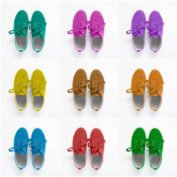 Kolaż kolorowe buty — Zdjęcie stockowe