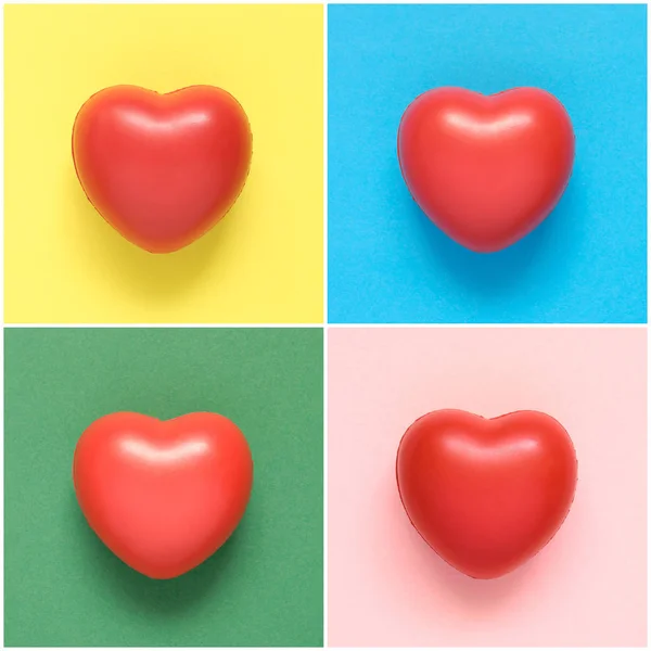 Κολάζ από πολύχρωμα καρδιά σχήματα — Φωτογραφία Αρχείου