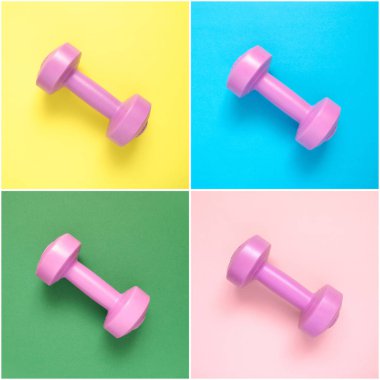 Pembe dumbbells kolaj