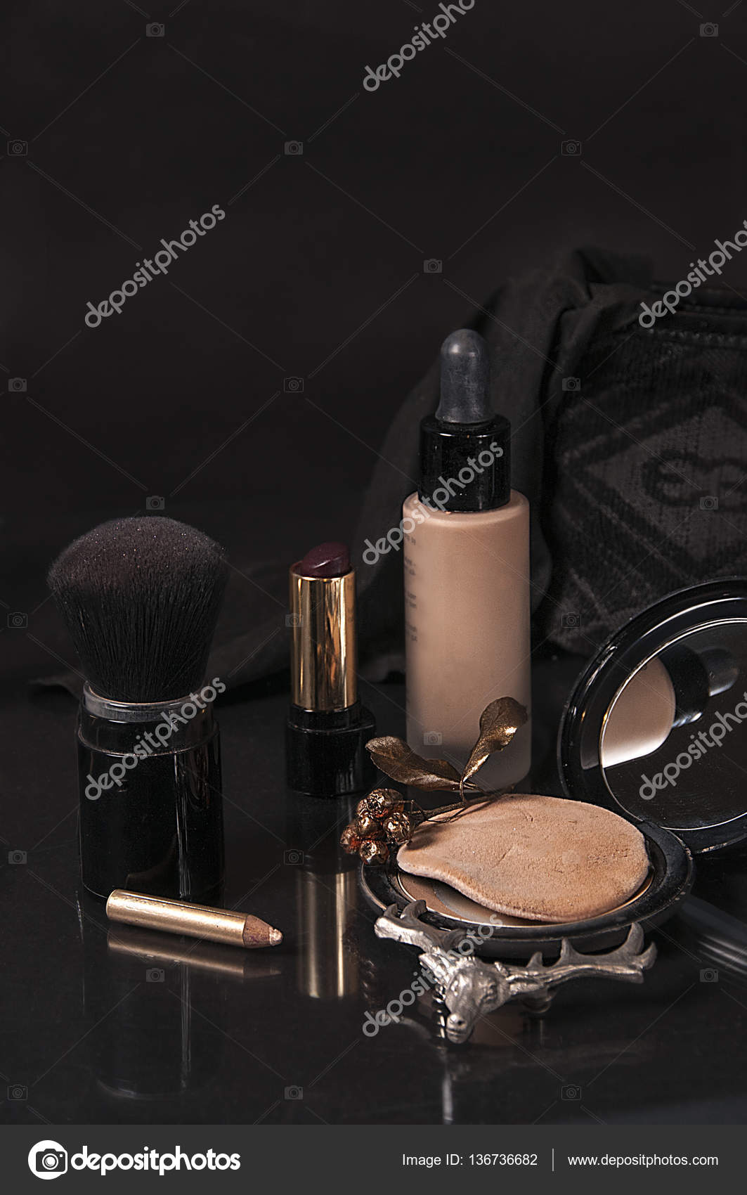 Make Up Set Still Life On Black Stock