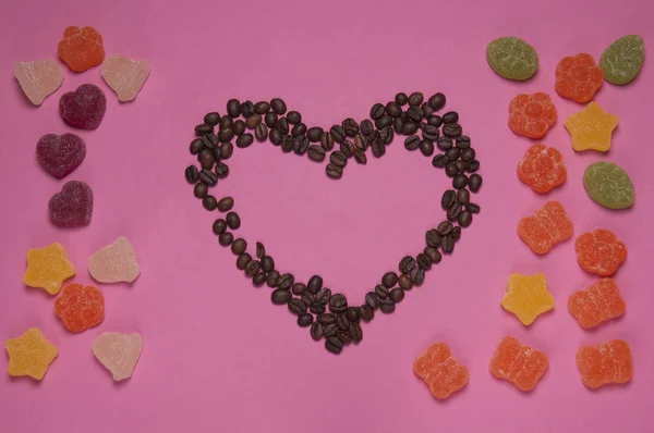 marmelat ve kurabiye gıda sanat, kahve aşk kalp valentine's gıda arka plan