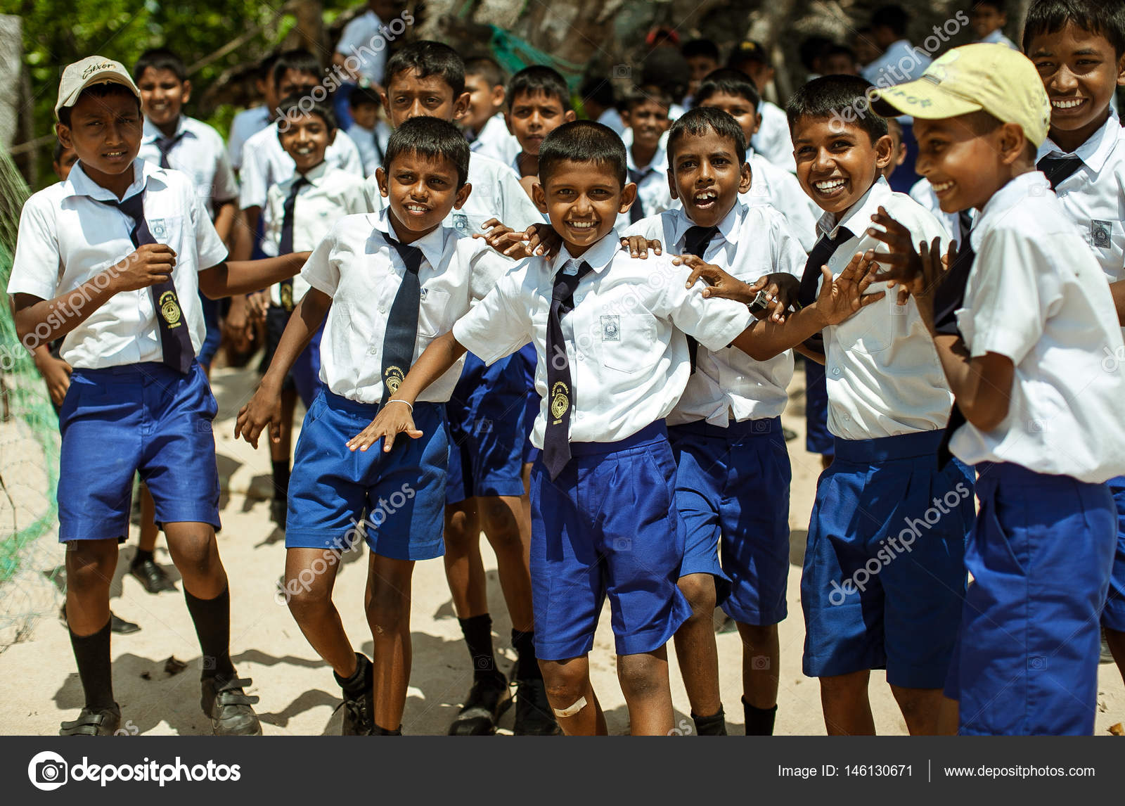 WADDUWA, SRI LANKA DECEMBER 09 School children dressed in uniform