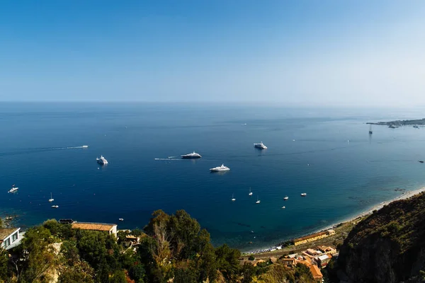 Amazing view of Mediterranean summer sea in Italy. Yachts in sea
