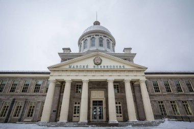 Bonsecours Pazar Marche Bonsecours resmi altında kar kış, Montreal, Quebec, Kanada