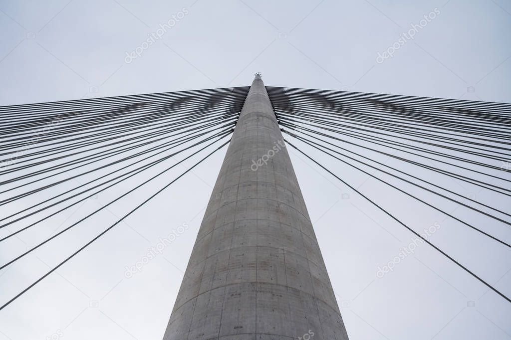 Ada Bridge main pylon seen from the ground - Belgrade - Serbia