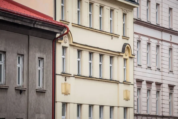 Régi Lakóépületek Homlokzata 1930 Évekből Prága Belvárosában Csehországban Ingatlanpiacon Való — Stock Fotó