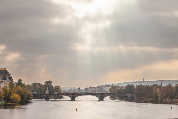 Panorama Van Praag Tsjechië Gezien Vanaf Moldau Rivier Ook Wel — Stockfoto