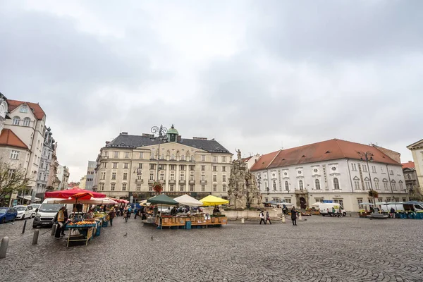 Brno Czechia Novembro 2019 Panorama Zelny Trh Praça Mercado Repolho — Fotografia de Stock