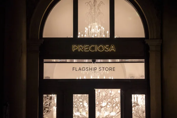 Praga Czechia Octubre 2019 Logotipo Preciosa Tienda Para Centro Praga — Foto de Stock