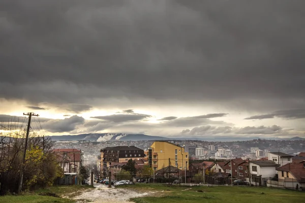 Veduta Aerea Panoramica Prishtina Capitale Del Kosovo Vista Dalla Collina — Foto Stock